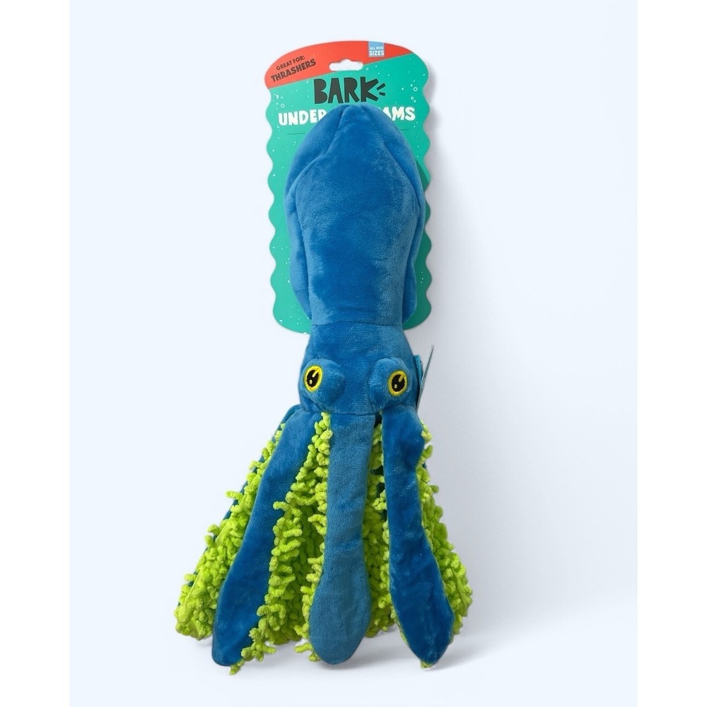 Bark Box Shifty Sid The Squid Crinkle Squeaky Dog Toy Great Thrashers All Sizes